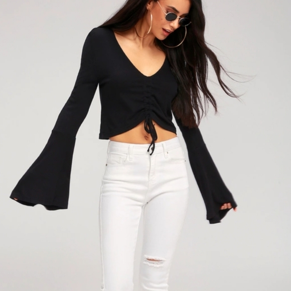 Jack by BB Dakota Tops - Jack BB Dakota Flounce Sleeve Rouched Crop Top